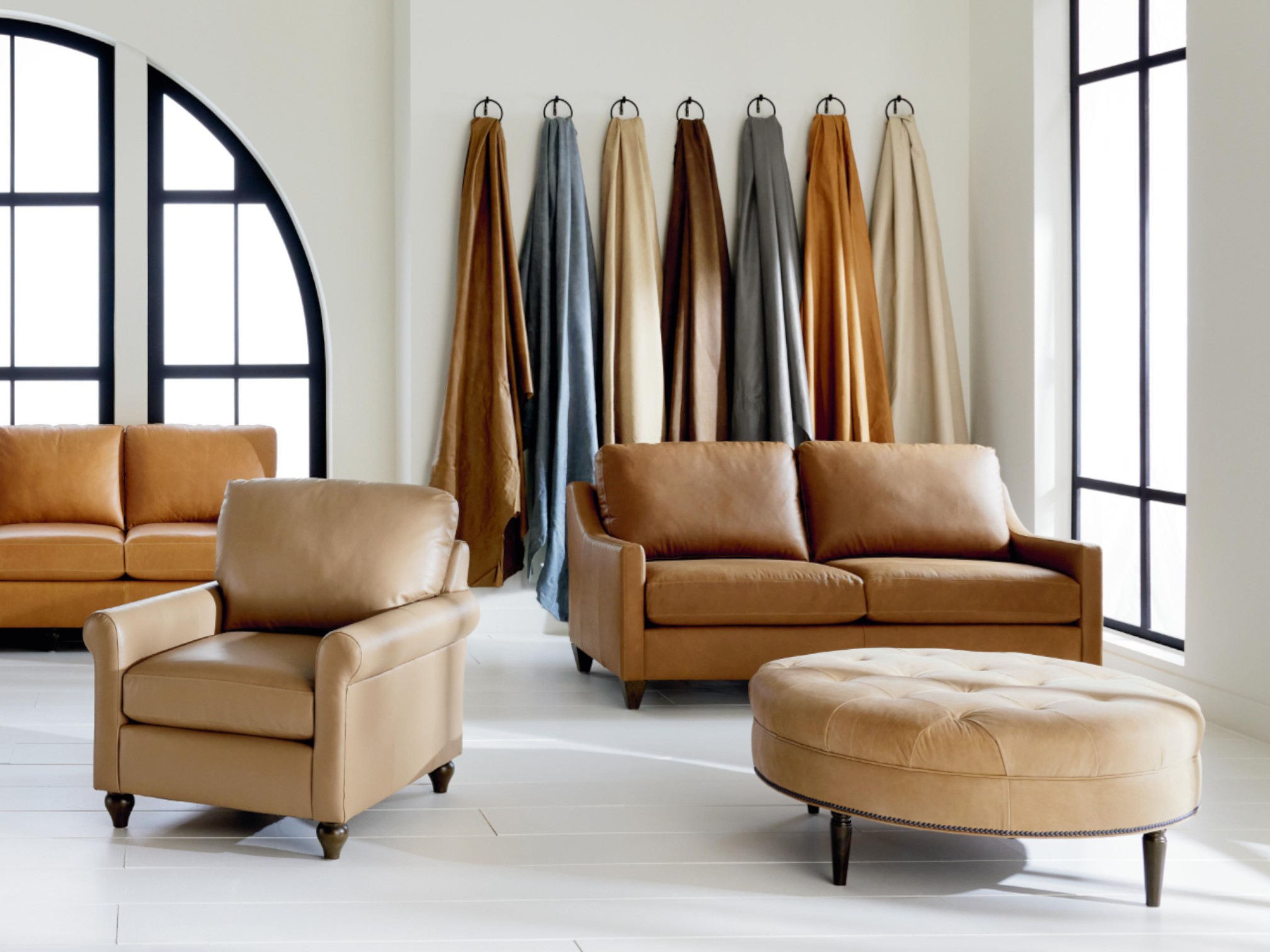 Premier Custom Leather Slope Arm Sofa - Image 2